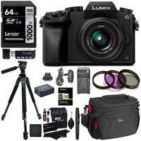 Ritz Camera Panasonic DMC-G7KK Digital Single Lens Mirrorless Camera 14-42 mm Lens Kit 4K, Accessory Bundle, Polaroid 64GB, Polaroid 72" Professional Tripod, Filter Set, Battery, Charger, Camera Bag and Extras,Black,Deluxe
