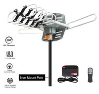 Outdoor Amplified HDTV Antenna,Digital TV Antenna 150 Miles Range with Motorized 360 Degree Rotation,Wireless Remote (Non Mount Pole)
