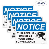 Westshine 4 Pack Video Surveillance Sign, Security Alert - 24 Hour Video Surveillance,14"x10" .040 Aluminum No Trespassing Metal Reflective Warning Sign,UV Protected & Waterproof (4 Pack)