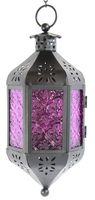 Vela Lanterns Hanging Moroccan Style Candle Lantern with Chain, Purple