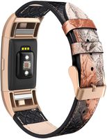 SWEES Bands Compatible for Fitbit Charge 2 Leather Small (5.6" - 7.5"), Genuine Leather Replacement Wristband Metal Connectors Women, Black, Beige, Brown, Grey, Rose Gold, Blue