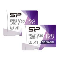 Silicon Power 128GB 2-Pack R/W up to 100/ 80MB/s Superior Pro Micro SDXC UHS-I (U3), V30 4K A1, High Speed MicroSD Card with Adapter