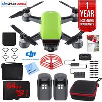 DJI Spark Fly More Drone Combo (Meadow Green) with Custom Hard Case, 64GB High Speed Card, Corel Paint Version 9, High Visibility Pro Guards, Cleaning Cloth, and One Year Warranty Extension