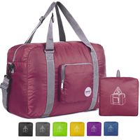 Wandf Foldable Travel Duffel Bag Luggage Sports Gym Water Resistant Nylon (Wine Red)
