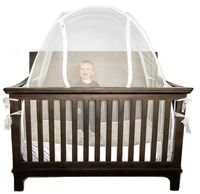 Lullaby Baby Crib Safety Tent CPSC Certified Pop Up See Through Mesh Nursery Mosquito Net Complete with Extra Fitted Crib Sheet