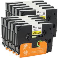 WonderTec 10 Pack Black on Yellow Laminated Label Tapes P-touch Compatible for Brother TZ Tze631 TZ TZe 631 TZe-631 TZ-631 - 26.2 ft.(8m)