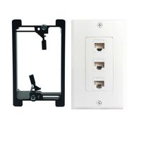 3Port Cat6 Wall Plate and Keystone,Fly Tiger,Rj45 Jack Ethernet Connector with Single Gang Low Voltage Mounting Bracket Device,Female to Female,White