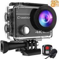 Crosstour Action Camera Underwater Cam WiFi 1080P Full HD 12MP Waterproof 30m 2" LCD 170 Degree Wide-Angle Sports Camera with 2 Rechargeable 1050mAh Batteries and Mounting Accessory Kits (Black)