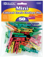 BAZIC Mini Colored Clothes Pin (50/Pack) (Case of 24) (3439-24)