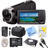 Sony HDR-CX440/B Full HD Video Recording Camcorder with Deluxe Bag, 16GB Micro SD Card, AC/DC Charger, HDMI Cable, Battery Pack