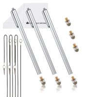 The Friendly Swede Extra Long Replaceable Fiber Tip Stylus 7.3" - 3 Premium XXL Micro-Knit Capacitive Stylus Pens + Elastic Tether Lanyards & Spare Tips