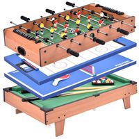 Giantex Multi Game Table, 4 in 1 32'' Combo Mini Game Table Top w/Soccer, Slide Hockey, Billiard, Table Tennis, Perfect for Game Room, Arcades, Family Night, Wood Foosball Game Table Top w/Footballs