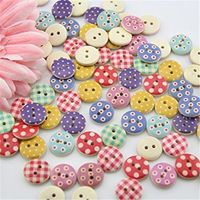 UNKE 100pcs Mixed Wooden Buttons in Bulk Buttons for Crafts Button Round Colorful