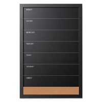MasterVision Combo Weekly Planner Wallmount Chalkboard with Natural Cork Strip, Black Frame, 16 x 24 Inches (PM0329168)
