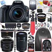 Canon 2249C002 EOS Rebel SL2 24MP SLR Digital Camera with EF-S 18-55mm is STM Lens Black Bundle with EF-S 55-250mm f/4-5.6 is STM Lens, 64GB Memory Card, Flash and Accessories (26 Items)