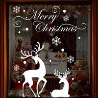 DELIKANG Christmas Display Window Clings Decal, White Snowflakes Wall Stickers Removable Xmas Tree Elk Deer Window Decorations for Home Indoor Door Glass Store
