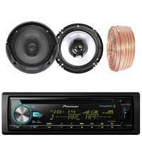 Pioneer DEH-S6000BS Car CD Player Receiver Bluetooth USB AUX Radio - Bundle Combo with 2X Kenwood KFC1665S 6.5" 2-Way Black Car Coaxial Audio Speakers + Enrock 50 Ft 18 Gauge Speaker Wire