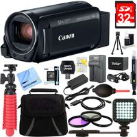 Canon VIXIA HF R800 Camcorder Black Bundle with 32GB Memory Card, Camera Bag, 43mm Filter Kit, Battery, LED Light, Table-top Tripod, Charger and HDMI Cable