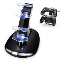 PS4 Controller Charger, Y Team Playstation 4 / PS4 / PS4 Pro / PS4 Slim Controller Charger Charging Docking Station Stand.Dual USB Fast Charging Station & LED Indicator for Sony PS4 Controller--Black
