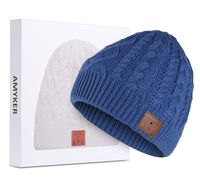 ASIILOVI Bluetooth Beanie, Bluetooth 5.0 Wireless Winter Warm Knit Hats Cap with Double Inner Lining Fleece, Mic and HD Speakers, Gifts for Outdoors Family Thanksgiving Christmas-Unisex (02-Blue)