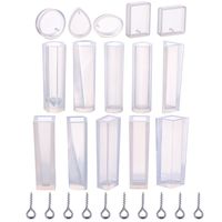 TecUnite 15 Pieces Resin Molds Silicone Pendant Mould for Jewellery DIY and 100 Pieces Eye Screw