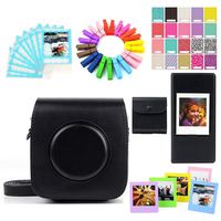 CLOVER Accessory Bundles Set - Black Camera Case/Films Storage Bag/Frames/Ablum/Stickers/Lace Photo Border/Wooden Clips for Fujifilm Instax Square SQ10 Camera