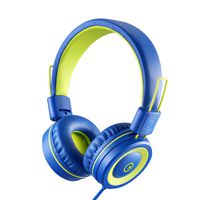 Kids Headphones - noot products K12 Foldable Stereo Tangle-Free 3.5mm Jack Wired Cord On-Ear Headset for Children/Teens/Boys/Girls/Smartphones/School/Kindle/Airplane Travel/Plane/Tablet (Blue/Lime)