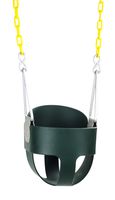 High Back Full Bucket Toddler Swing Seat with Plastic Coated Chains - Green