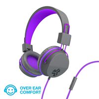 JLab Audio JBuddies Over-Ear Kids Wired Headphones | Toddler Headphones | Kid Safe | Studio Volume Safe | Volume Limiter | Folding | Adjustable | Noise Isolation | with Mic | Graphite/Purple