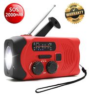 Emergency Weather Radio Solar Hand Crank Self Powered TPLISAK AM FM NOAA Weather Radios with 2000mAh Power Bank Charger for Smart Phone, Flashlight,SOS Alarm Outdoor Survival Device (Red)