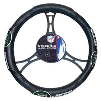 Officially Licensed NFL New York Jets Steering Wheel Cover, 14.5" - 15.5", Black