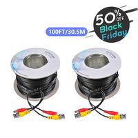 BNC Cable 100FT,NexTrend 2 Pack 100 FT BNC Video Power Cable for Surveillance CCTV Security System - 5MP Maximum