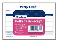 Adams Petty Cash Receipt Pad, 5 x 3-1/2 Inches, 50 Sheets per Pad, Pack of 12 Pads (9672ABF)