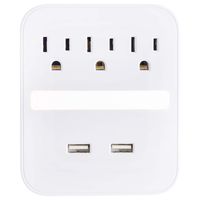 GE Pro USB Charging Surge Protector with Light Sensing Night Light, 3 Outlets, 2 USB Ports, Wall Charger, Dusk to Dawn Sensor, 3 Outlets, 2 USB Ports, 440 Joules, White, 41628