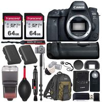 Canon EOS 6D Mark II Wi-Fi DSLR Camera Body - with Pro Battery Grip, TTL Flash, Canon Backpack,128GB Memory, Replacement Battery for LP-E6N, 72" Monopod, RC-6 Wireless Remote, and more..(19 Items)