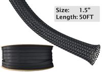 Electriduct 1.5" PET Expandable Braid Sleeving Flexible Wire Mesh Sleeve - 50 Feet - Black