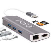 MacBook USB C Hub, 8 in 1 USB C Adapter with 4K HDMI, RJ45 Ethernet Port, 3xUSB 3.0, SD/TF Card Reader, 65W PD Charging Port for All USB Type C Laptops, Aluminium Case