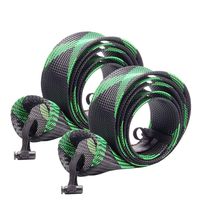 SF Fishing Spinning Rod Socks Braided Mesh Rod Sleeve Cover Protector Pole Gloves(Green/Black) XL 2PCS