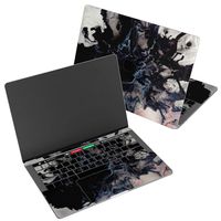 Wonder Wild Skin for MacBook Decal Vinyl Air 11 inch Apple Mac 13 Retina 12 Pro 15 Keyboard 2019 2018 2017 2016 16" Protective Sticker Laptop Black Ink Marble Blobs Paint Smoke Abstract White Drawing
