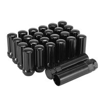 Orion Motor Tech 24-Piece M14x1.5 Lug Nuts Black with Spline Tuner, XL 2 inches Length, Compatible with Chevy GMC Ford Cadillac Lincoln SAAB Saturn Silverado 1500 Savana 1500 F150 Express