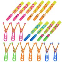GLOCITI Rocket Slingshot Flying Copters with Led Lights - 10 Pcs Slingshot Copters Toy for Kids, Summer Outdoor Game LED Slingshot with 10 Pcs Launchers + 10 Pcs Arrow Helicopters Copters