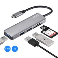 Liabguz USB C Dock Adapter 5 in 1 Networking Hubs with 3 USB 3.0 Ports SD/Miro-SD Card Reader Type-C Connector for MacBook Pro, Google PixelBook, Huawei Android, Samsung, HP