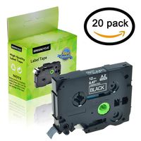 GREENCYCLE 20 Pack Compatible for Brother 1/2" (12mm x 26.2ft) White on Black Cassettes TZe335 TZe-335 TZ-335 TZ335 Laminated Label Tape for P Touch PTH110 PTD210 PTD600 PTD400 PTP750W Printer