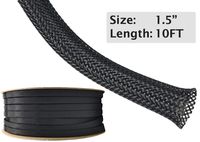 Electriduct 1.5" PET Expandable Braid Sleeving Flexible Wire Mesh Sleeve - 10 Feet - Black