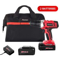 Avid Power Cordless Drill, 2 PACKS of Battery，18V Power Drill Driver Kit with 3/8" Keyless Chuck, Variable Speed, 265 In-lbs, 19+1 Position and LED Work Light