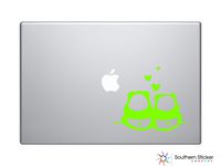 Two Pandas in Love Text Silhouette Macbook Symbol Iphone Apple Ipad Decal Skin Sticker Laptop (Lime Green)