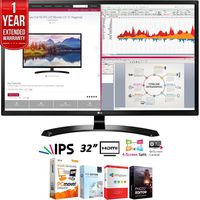 LG 32MA68HY-P 32-Inch IPS Monitor with Display Port and HDMI Inputs Bundle with Elite Suite 18 Standard Editing Software Bundle and 1 Year Extended Warranty
