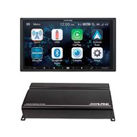 Alpine iLX-W650 Receiver Compatible with CarPlay and Android Auto - Includes KTA-450 4-Channel Power Pack Amp