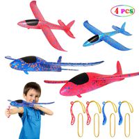 MIMIDOU 4 Pcs Catapult Slingshot Plane 2 Flight Mode Glider Airplane 2 Ways to Play Outdoor Flying Toy for Kids as Gift.