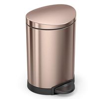 simplehuman 6 Liter / 1.6 Gallon Semi-Round Bathroom Step Trash Can, Rose Gold Stainless Steel
